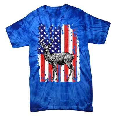 Us Flag Deer Hunting Dad Great Gift Tie-Dye T-Shirt