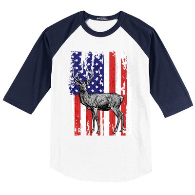 Us Flag Deer Hunting Dad Great Gift Baseball Sleeve Shirt