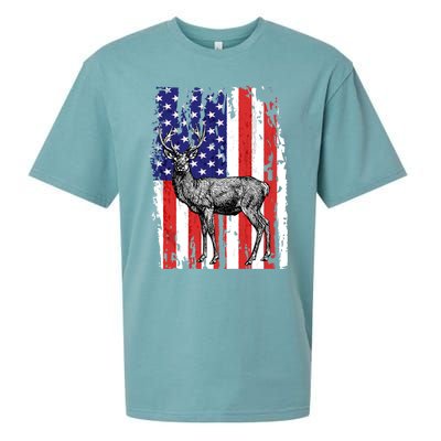 Us Flag Deer Hunting Dad Great Gift Sueded Cloud Jersey T-Shirt