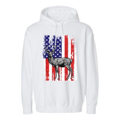 Us Flag Deer Hunting Dad Great Gift Garment-Dyed Fleece Hoodie