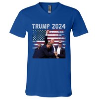 Us Flag Donald Trump Election Rally Shooting 2024 Gift V-Neck T-Shirt