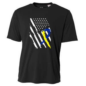 USA Flag Down Syndrome Awareness Dad Mom Down Syndrome Gift Cooling Performance Crew T-Shirt