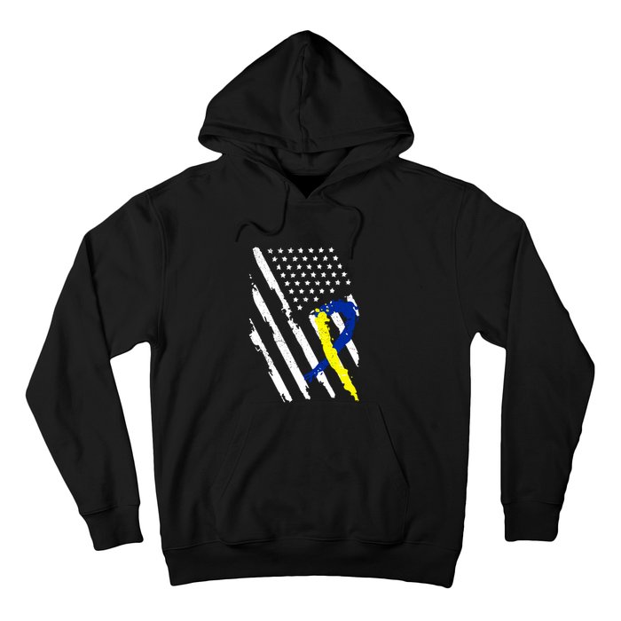 USA Flag Down Syndrome Awareness Dad Mom Down Syndrome Gift Hoodie