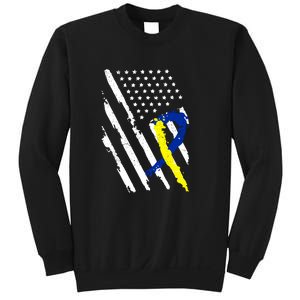 USA Flag Down Syndrome Awareness Dad Mom Down Syndrome Gift Sweatshirt