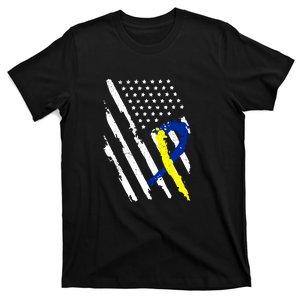 USA Flag Down Syndrome Awareness Dad Mom Down Syndrome Gift T-Shirt