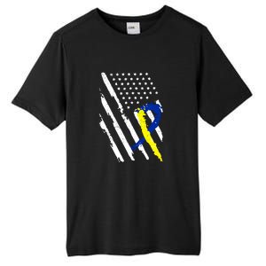 USA Flag Down Syndrome Awareness Dad Mom Down Syndrome Gift Tall Fusion ChromaSoft Performance T-Shirt