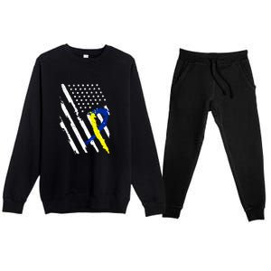 USA Flag Down Syndrome Awareness Dad Mom Down Syndrome Gift Premium Crewneck Sweatsuit Set