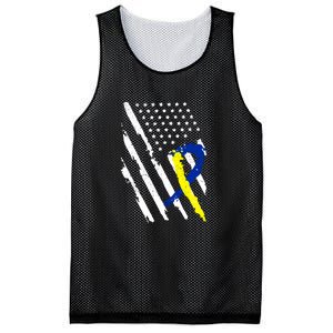 USA Flag Down Syndrome Awareness Dad Mom Down Syndrome Gift Mesh Reversible Basketball Jersey Tank