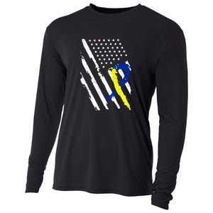 USA Flag Down Syndrome Awareness Dad Mom Down Syndrome Gift Cooling Performance Long Sleeve Crew