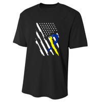 USA Flag Down Syndrome Awareness Dad Mom Down Syndrome Gift Performance Sprint T-Shirt