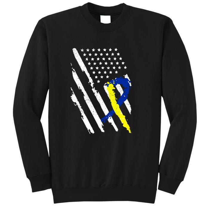 USA Flag Down Syndrome Awareness Dad Mom Down Syndrome Gift Tall Sweatshirt