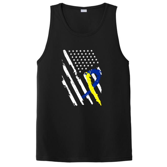 USA Flag Down Syndrome Awareness Dad Mom Down Syndrome Gift PosiCharge Competitor Tank