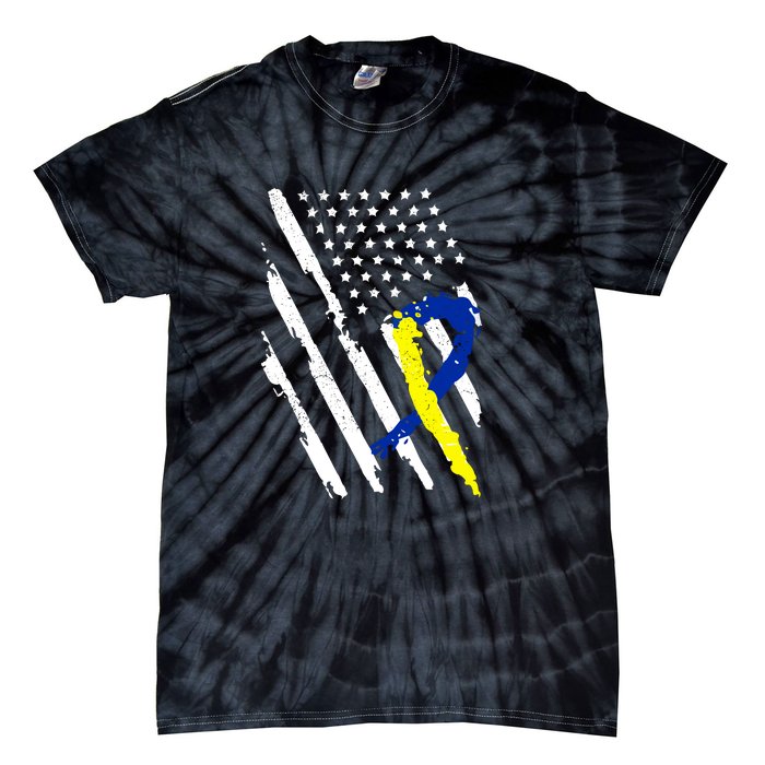 USA Flag Down Syndrome Awareness Dad Mom Down Syndrome Gift Tie-Dye T-Shirt