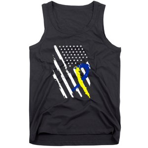 USA Flag Down Syndrome Awareness Dad Mom Down Syndrome Gift Tank Top