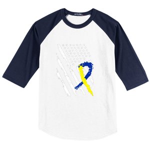 USA Flag Down Syndrome Awareness Dad Mom Down Syndrome Gift Baseball Sleeve Shirt