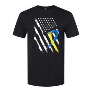 USA Flag Down Syndrome Awareness Dad Mom Down Syndrome Softstyle CVC T-Shirt