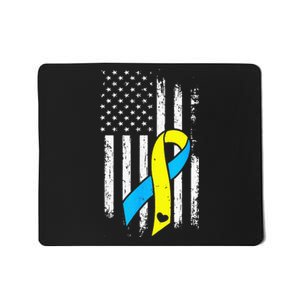 USA Flag Down Syndrome Ribbon Trisomy 21 American Mousepad