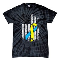 USA Flag Down Syndrome Ribbon Trisomy 21 American Tie-Dye T-Shirt