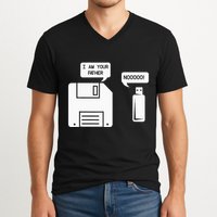 USB Floppy Disk I am Your Father Geek Gifts V-Neck T-Shirt