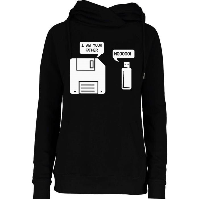 USB Floppy Disk I am Your Father Geek Gifts Womens Funnel Neck Pullover Hood