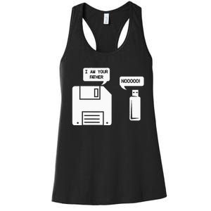 USB Floppy Disk I am Your Father Geek Gifts Women's Racerback Tank