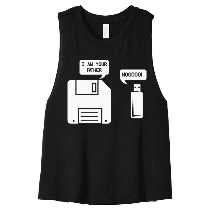 USB Floppy Disk I am Your Father Geek Gifts Women's Racerback Cropped Tank