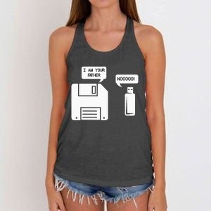 USB Floppy Disk I am Your Father Geek Gifts Women's Knotted Racerback Tank