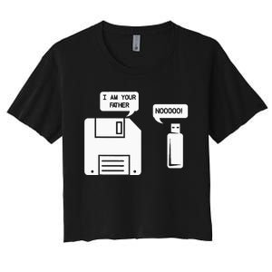 USB Floppy Disk I am Your Father Geek Gifts Women's Crop Top Tee