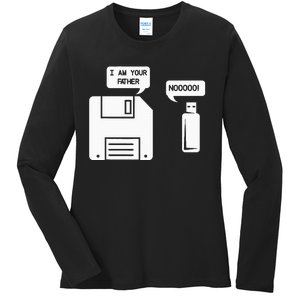 USB Floppy Disk I am Your Father Geek Gifts Ladies Long Sleeve Shirt