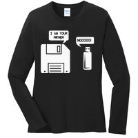 USB Floppy Disk I am Your Father Geek Gifts Ladies Long Sleeve Shirt