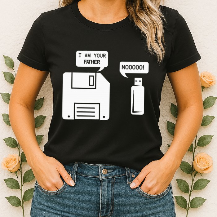 USB Floppy Disk I am Your Father Geek Gifts Womens T-Shirt