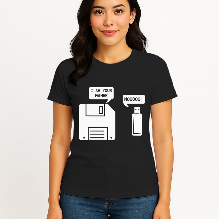 USB Floppy Disk I am Your Father Geek Gifts Womens T-Shirt