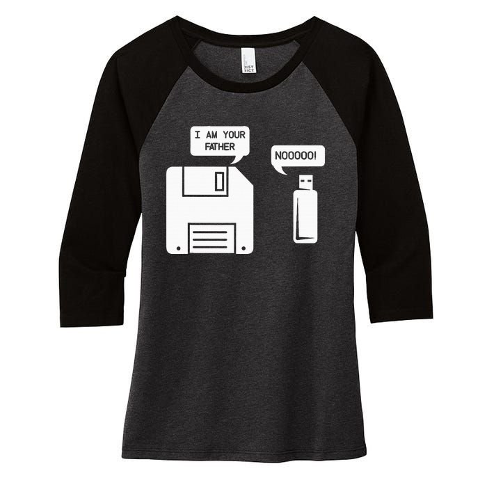 USB Floppy Disk I am Your Father Geek Gifts Women's Tri-Blend 3/4-Sleeve Raglan Shirt