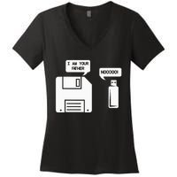 USB Floppy Disk I am Your Father Geek Gifts Women's V-Neck T-Shirt