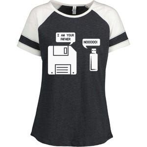 USB Floppy Disk I am Your Father Geek Gifts Enza Ladies Jersey Colorblock Tee