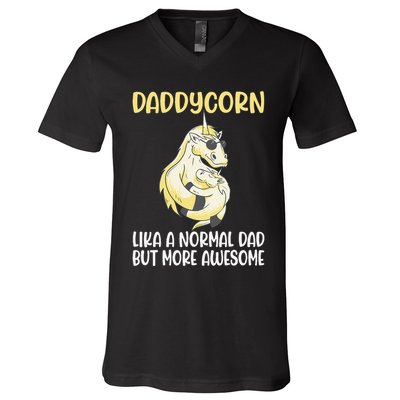 Unicorn Father Dad Daddycorn Fathers Day Idea V-Neck T-Shirt