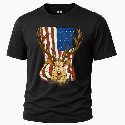 USA Flag Deer Hunting Gift Performance Shirt