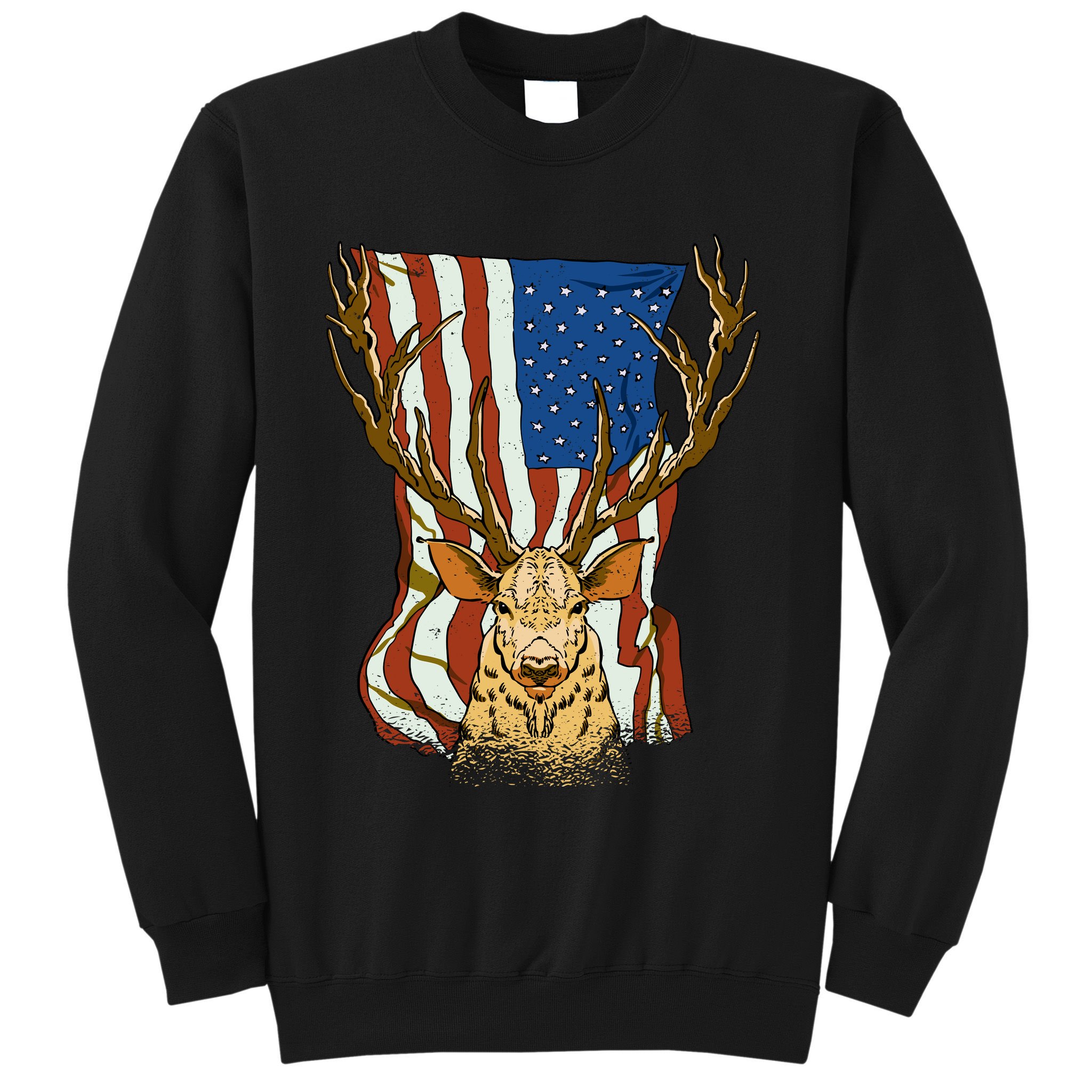 USA Flag Deer Hunting Gift Sweatshirt