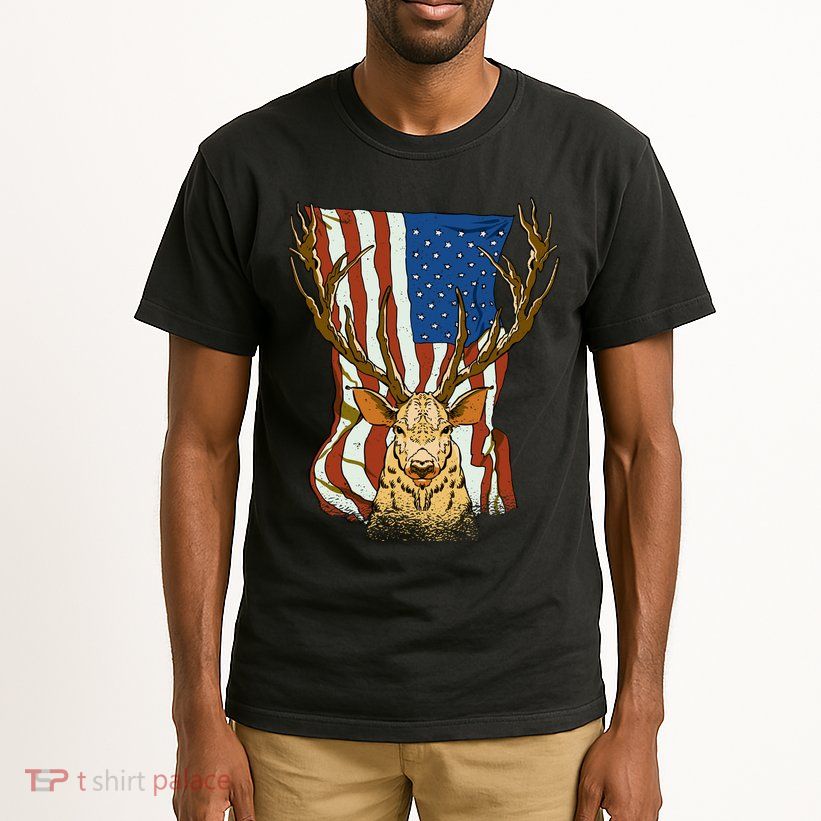 USA Flag Deer Hunting Gift Tall T-Shirt