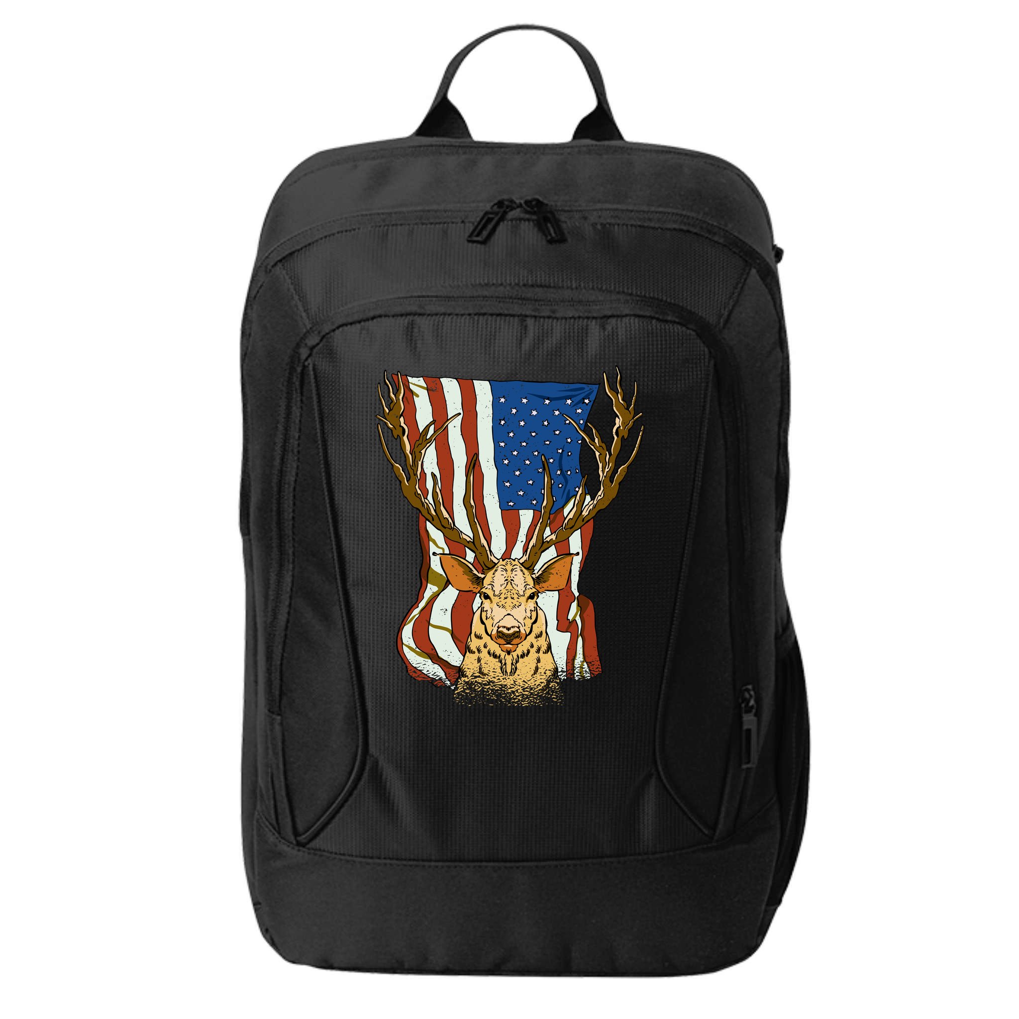 USA Flag Deer Hunting Gift City Backpack