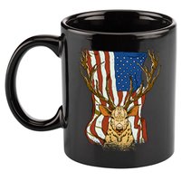 USA Flag Deer Hunting Gift 11oz C Handle Ceramic Mug