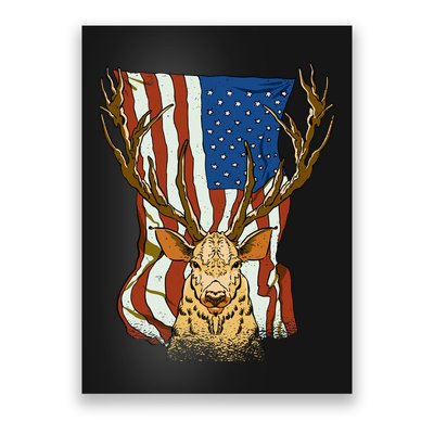 USA Flag Deer Hunting Gift Poster