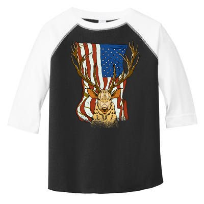USA Flag Deer Hunting Gift Toddler Fine Jersey T-Shirt