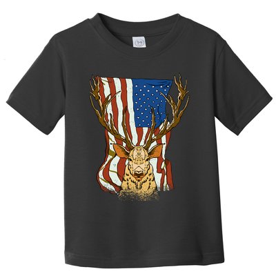 USA Flag Deer Hunting Gift Toddler T-Shirt