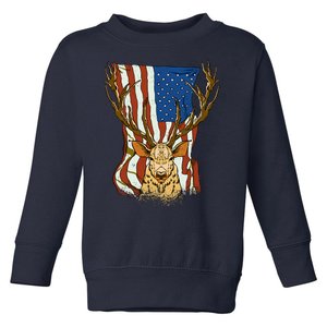 USA Flag Deer Hunting Gift Toddler Sweatshirt