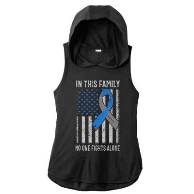 USA Flag Diabetes Type 1 Awareness Family Support Ladies PosiCharge Tri-Blend Wicking Draft Hoodie Tank