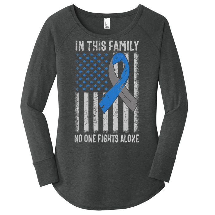 USA Flag Diabetes Type 1 Awareness Family Support Women's Perfect Tri Tunic Long Sleeve Shirt