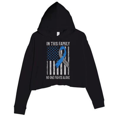 USA Flag Diabetes Type 1 Awareness Family Support Crop Fleece Hoodie