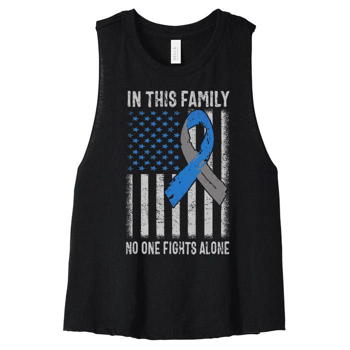 USA Flag Diabetes Type 1 Awareness Family Support Women's Racerback Cropped Tank