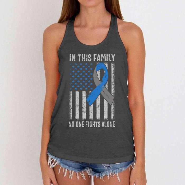 USA Flag Diabetes Type 1 Awareness Family Support Women's Knotted Racerback Tank